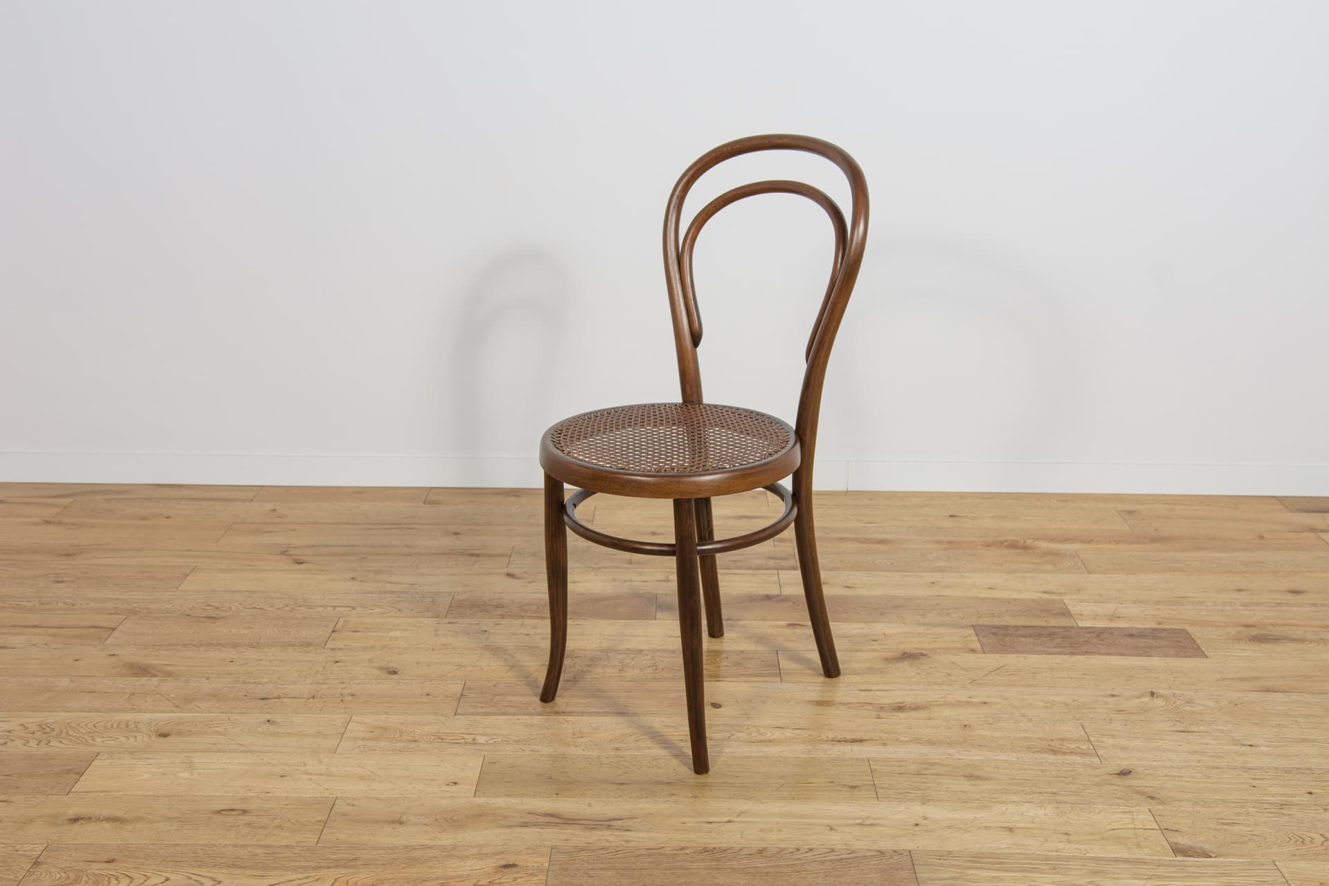 Set of Four Chairs No. 14, brown wood, light rattan, by J. Hoffmann, Austria, early 20th c. - 242978