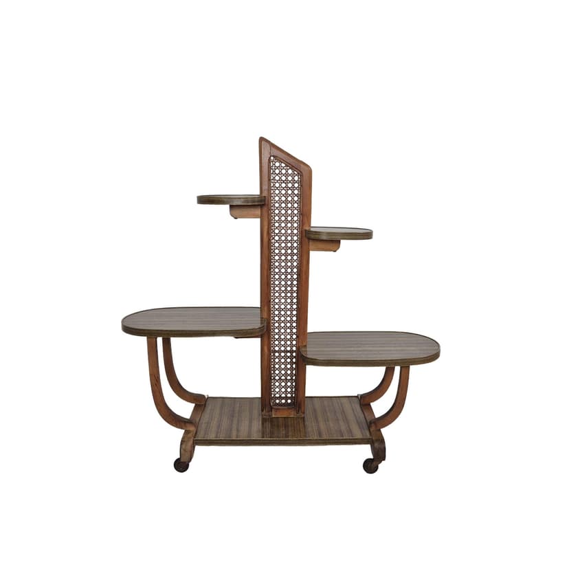 Plant Stand, tiered, Viennese cane brown, wood, Germany, 1950s.