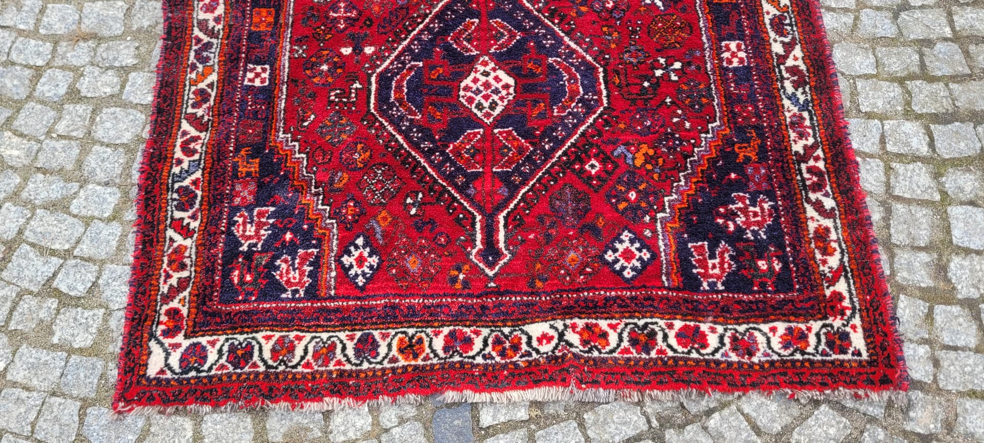 Dywan Kaszkaj, 117x162cm, czerwony, wełna, Iran, lata 60. - 243392