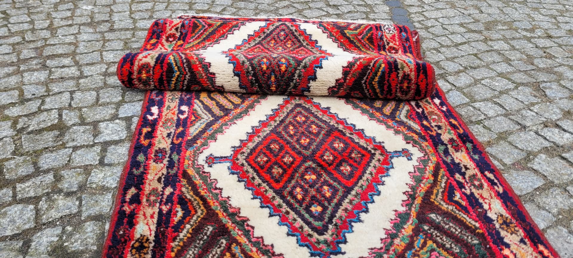 Chodnik Hamadan 80x200 cm, multikolor, wełna, Iran - 243416