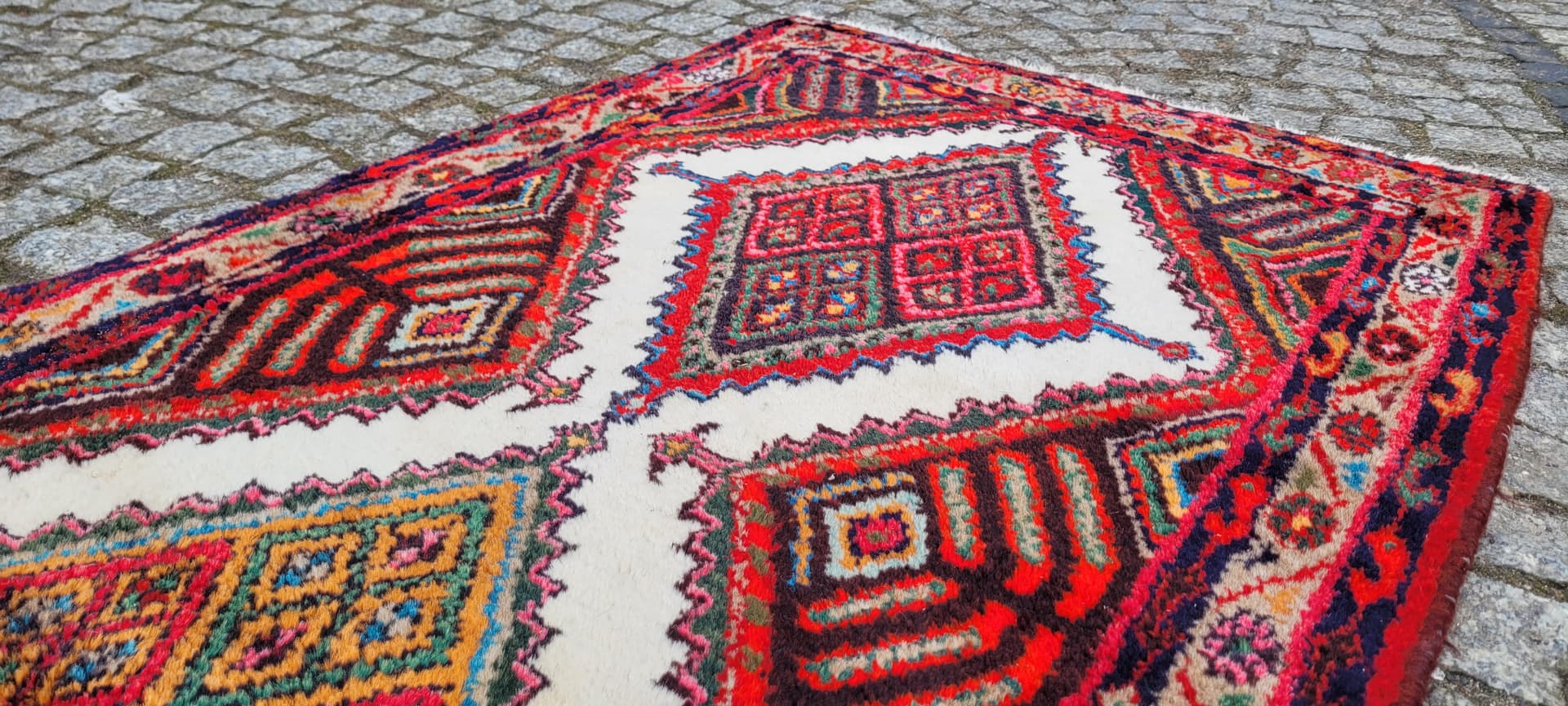 Chodnik Hamadan 80x200 cm, multikolor, wełna, Iran - 243411