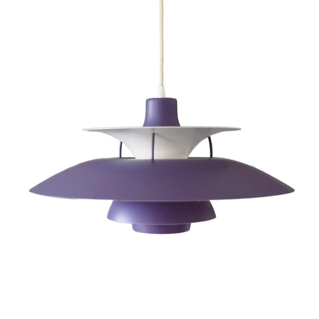 Lampa wisząca PH 5, metal fioletowy, proj. P. Henningsen, Louis Poulsen, Dania, lata 70. - WYMIARY