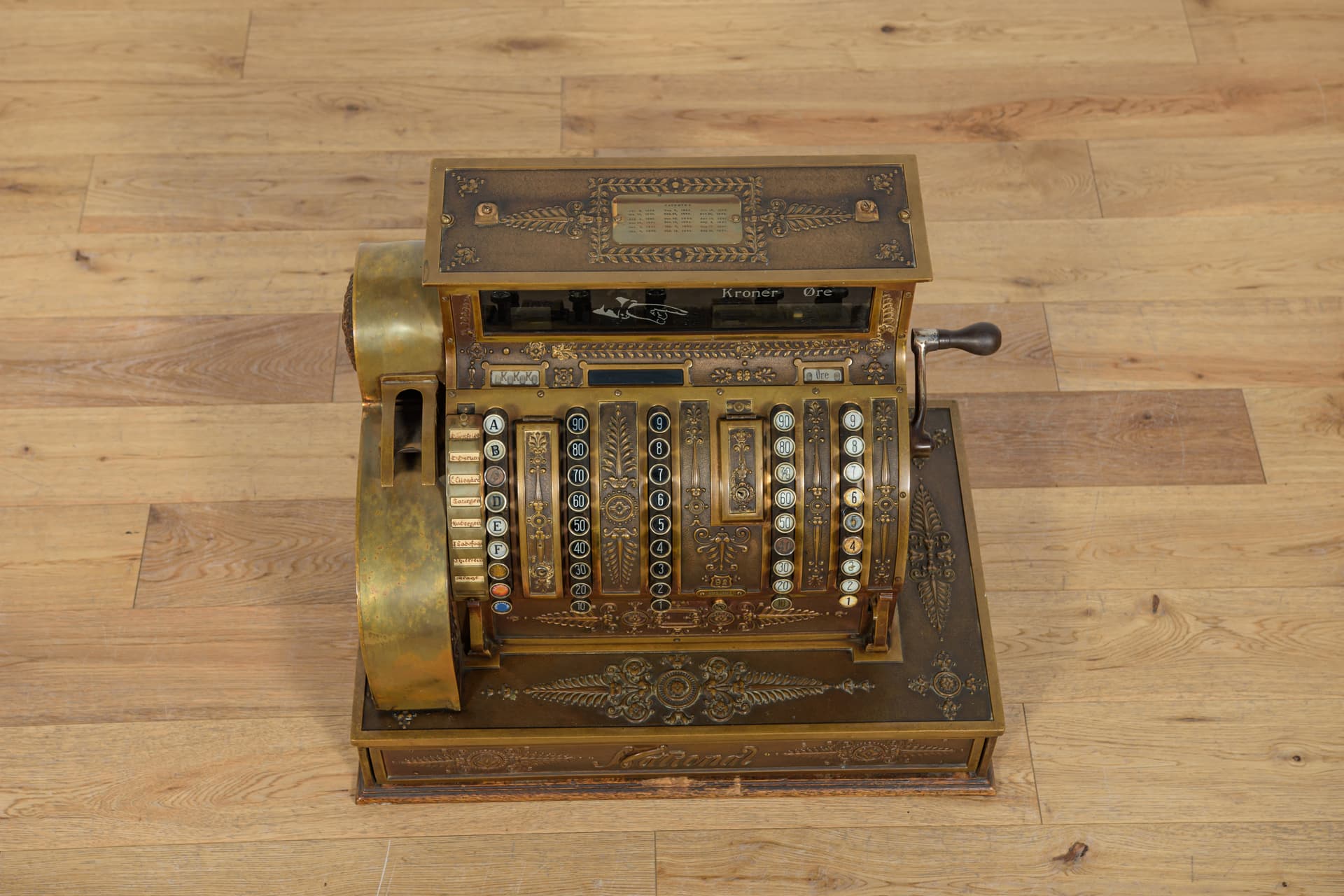 Kasa fiskalna, Art Nouveau, mosiądz złoty, USA, XIX w. - 244176