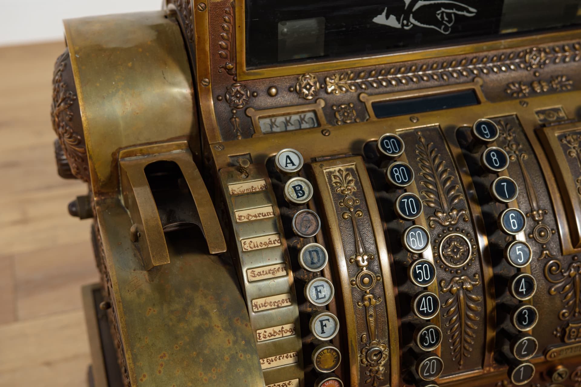 Kasa fiskalna, Art Nouveau, mosiądz złoty, USA, XIX w. - 244182