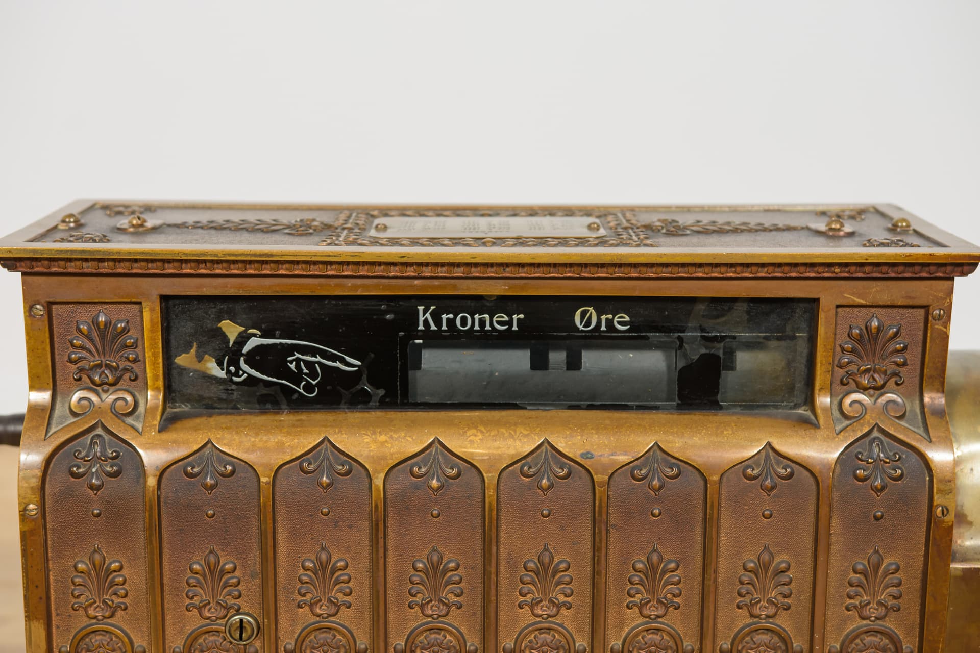 Kasa fiskalna, Art Nouveau, mosiądz złoty, USA, XIX w. - 244186