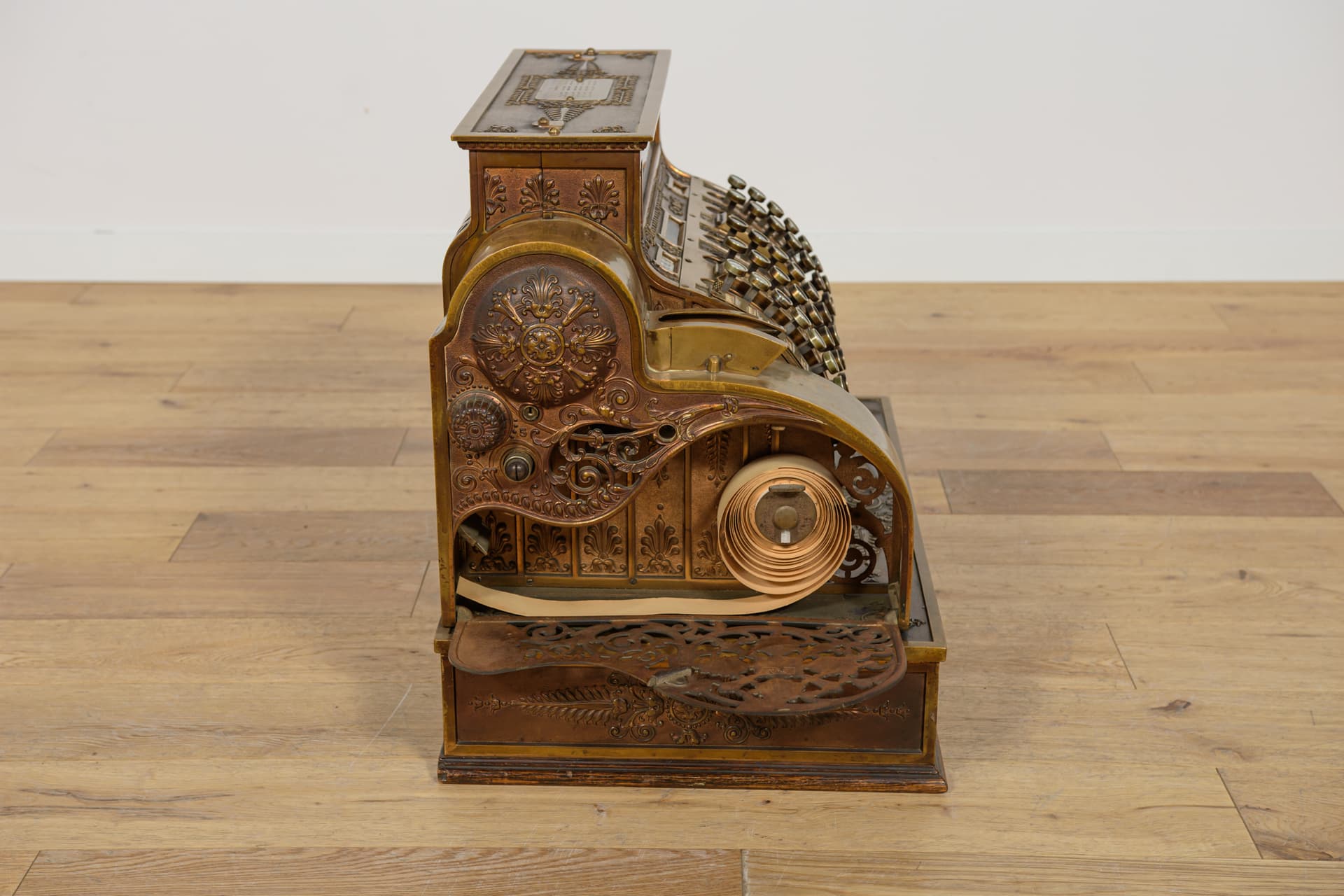 Kasa fiskalna, Art Nouveau, mosiądz złoty, USA, XIX w. - 244181