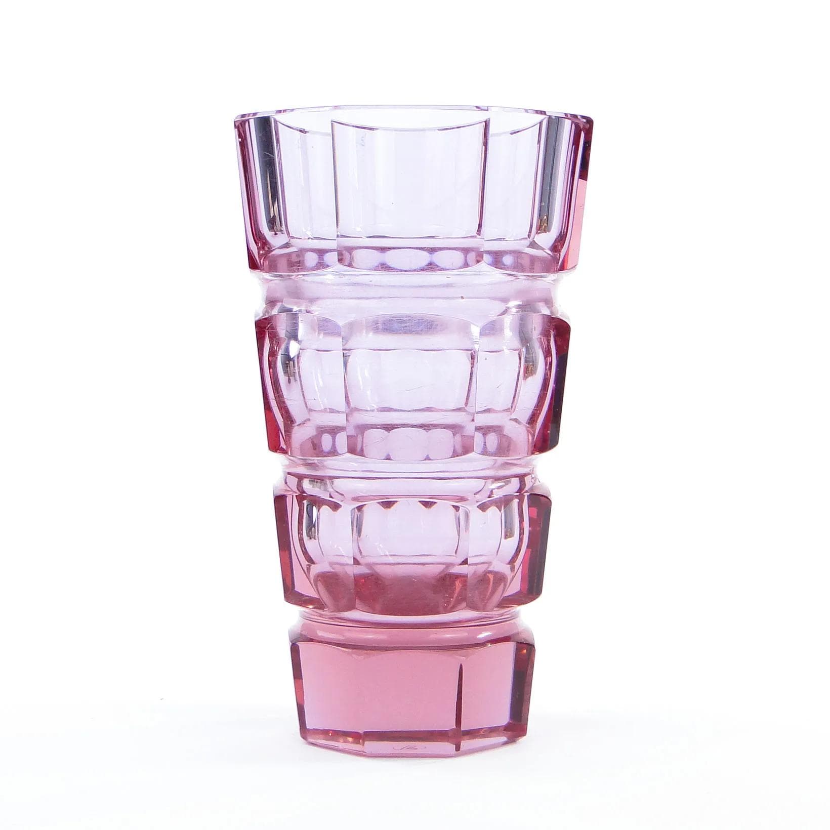 Wazon kryształowy aleksandrytowy, fioletowy, proj. J. Hoffmann, Austria, lata 30. - 18065