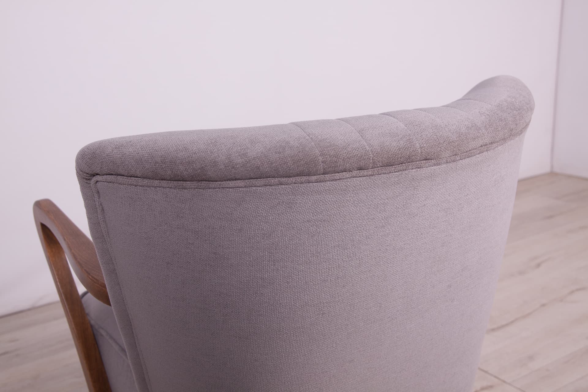 Fotel, szary, drewno, Niemcy, lata 50. - 244753