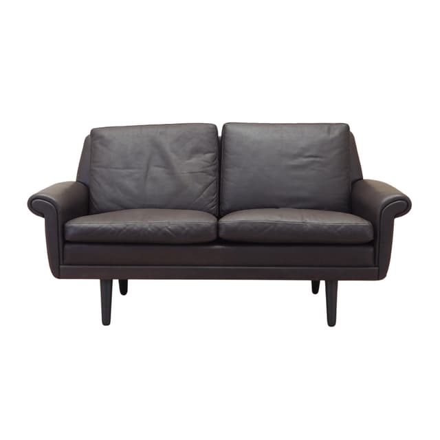 Sofa, skóra brązowa, proj. A. Christiansen, Dania, lata 60. - WYMIARY