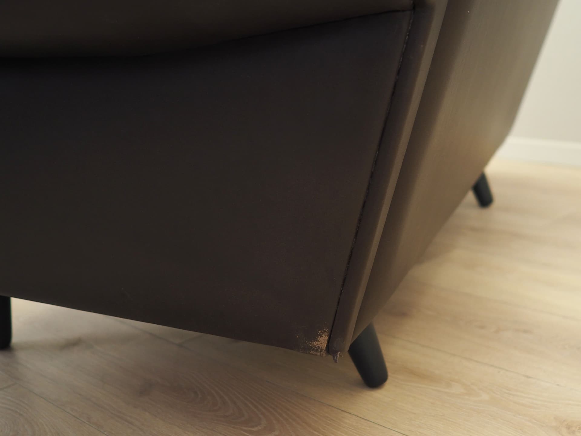 Sofa, skóra brązowa, proj. A. Christiansen, Dania, lata 60. - 78183