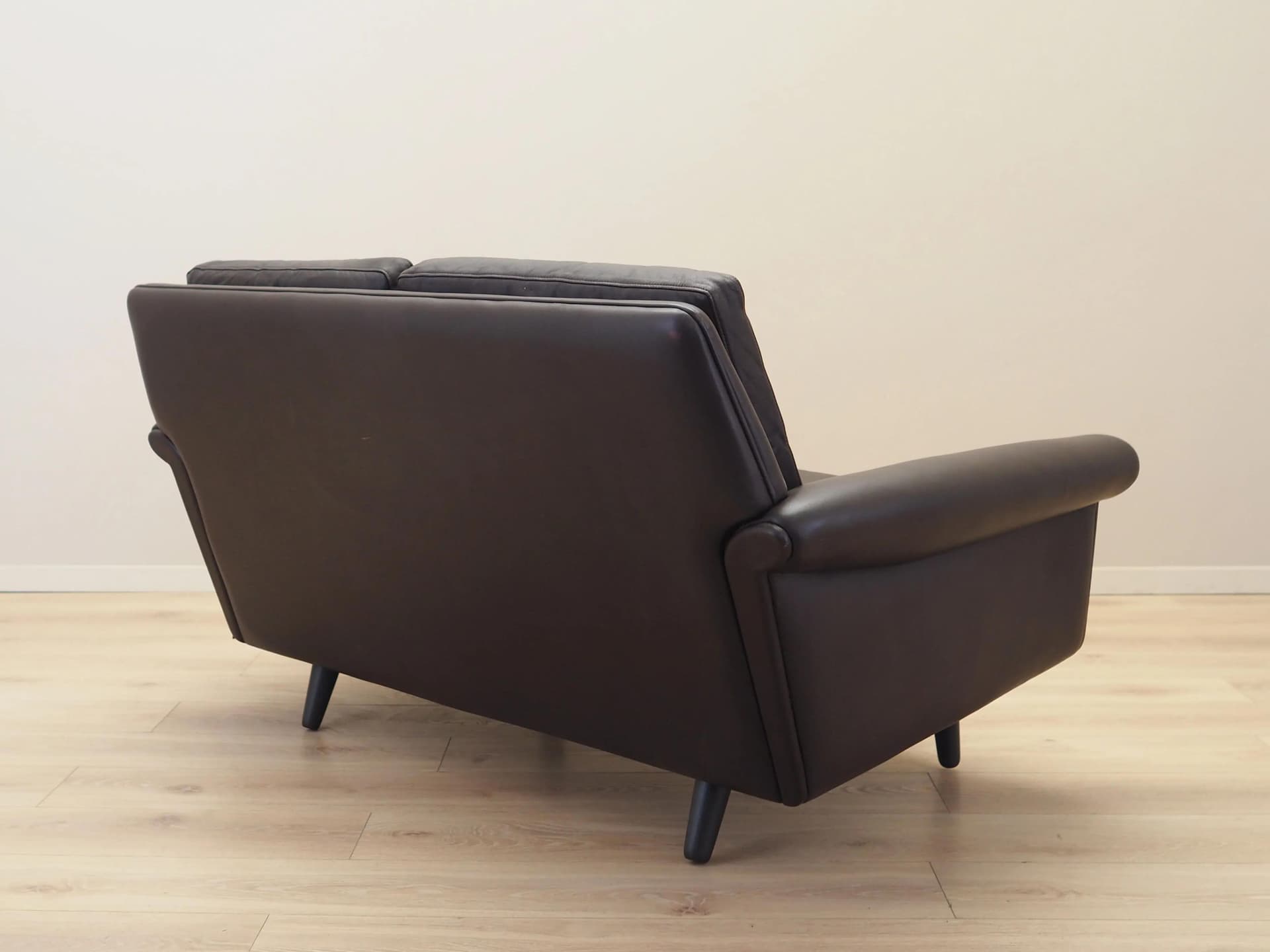 Sofa, skóra brązowa, proj. A. Christiansen, Dania, lata 60. - 17972