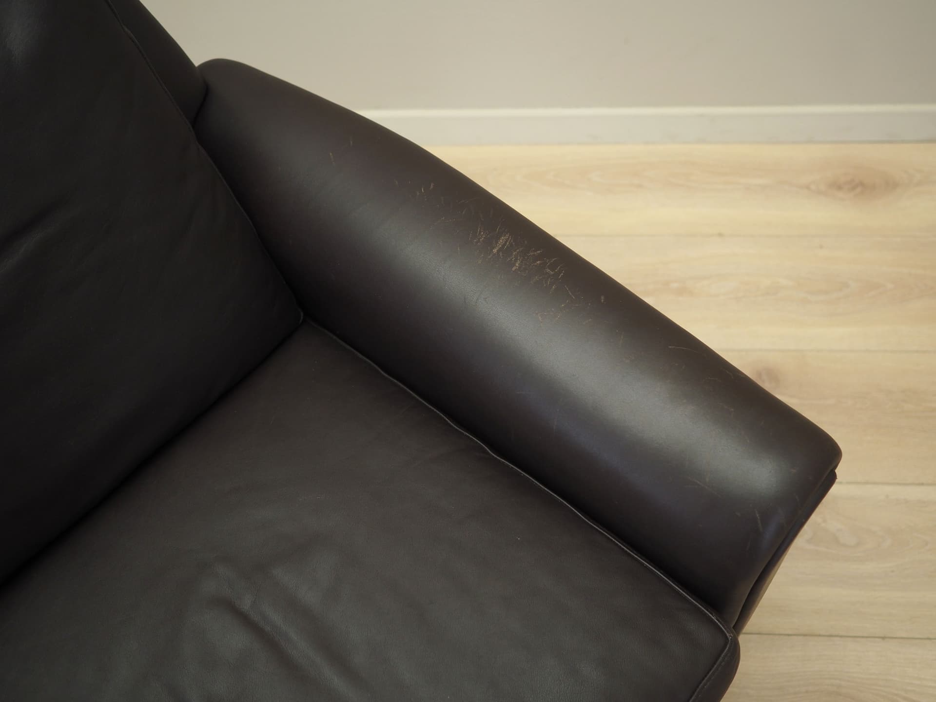 Sofa, skóra brązowa, proj. A. Christiansen, Dania, lata 60. - 78179