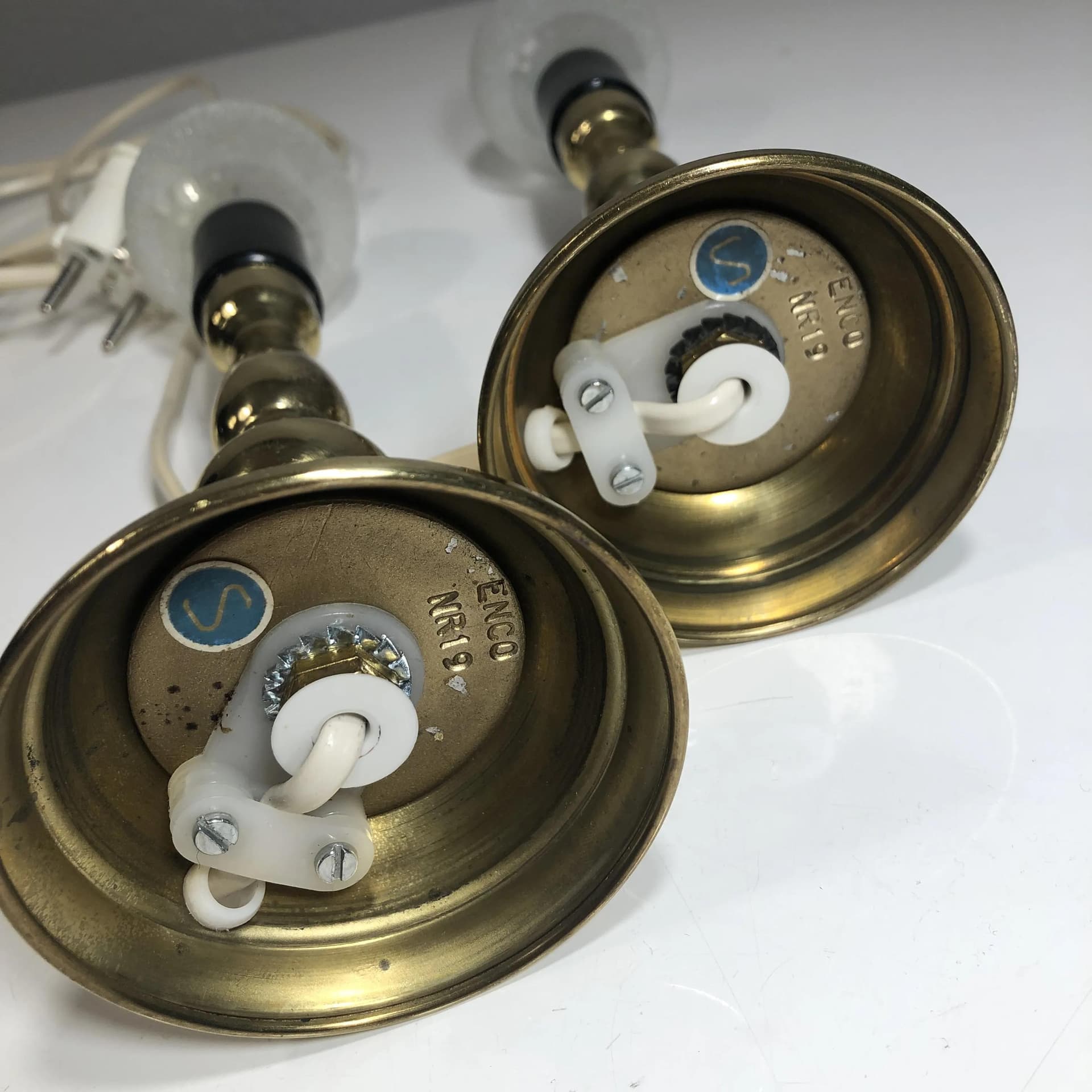 Para lampek nocnych, mosiądz złoty, Enco, Szwecja, lata 70. - 18029