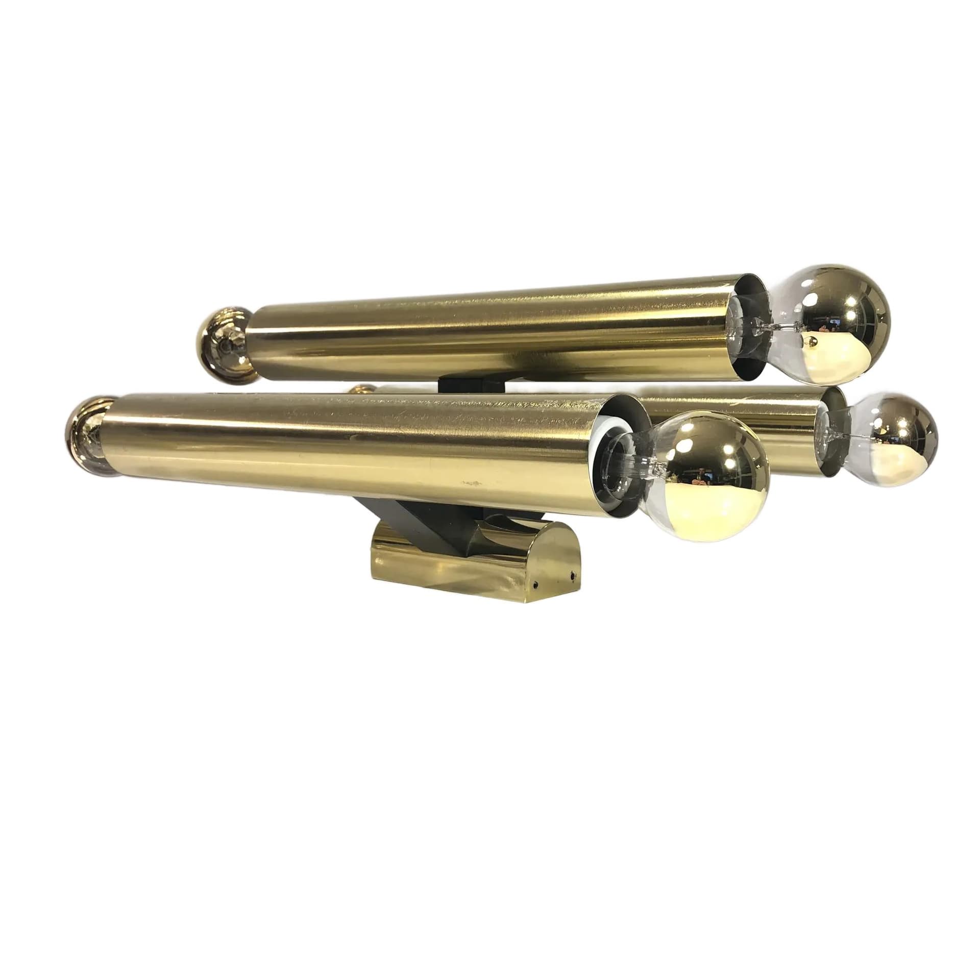 Kinkiet, złoto, stal, VEB Leuchtenbau Leipzig, Niemcy, lata 70.