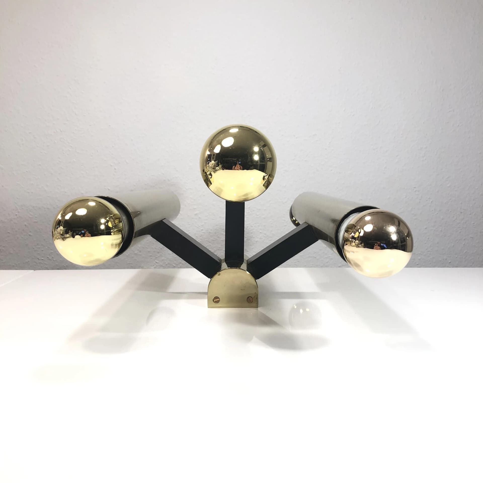 Kinkiet, złoto, stal, VEB Leuchtenbau Leipzig, Niemcy, lata 70. - 18002