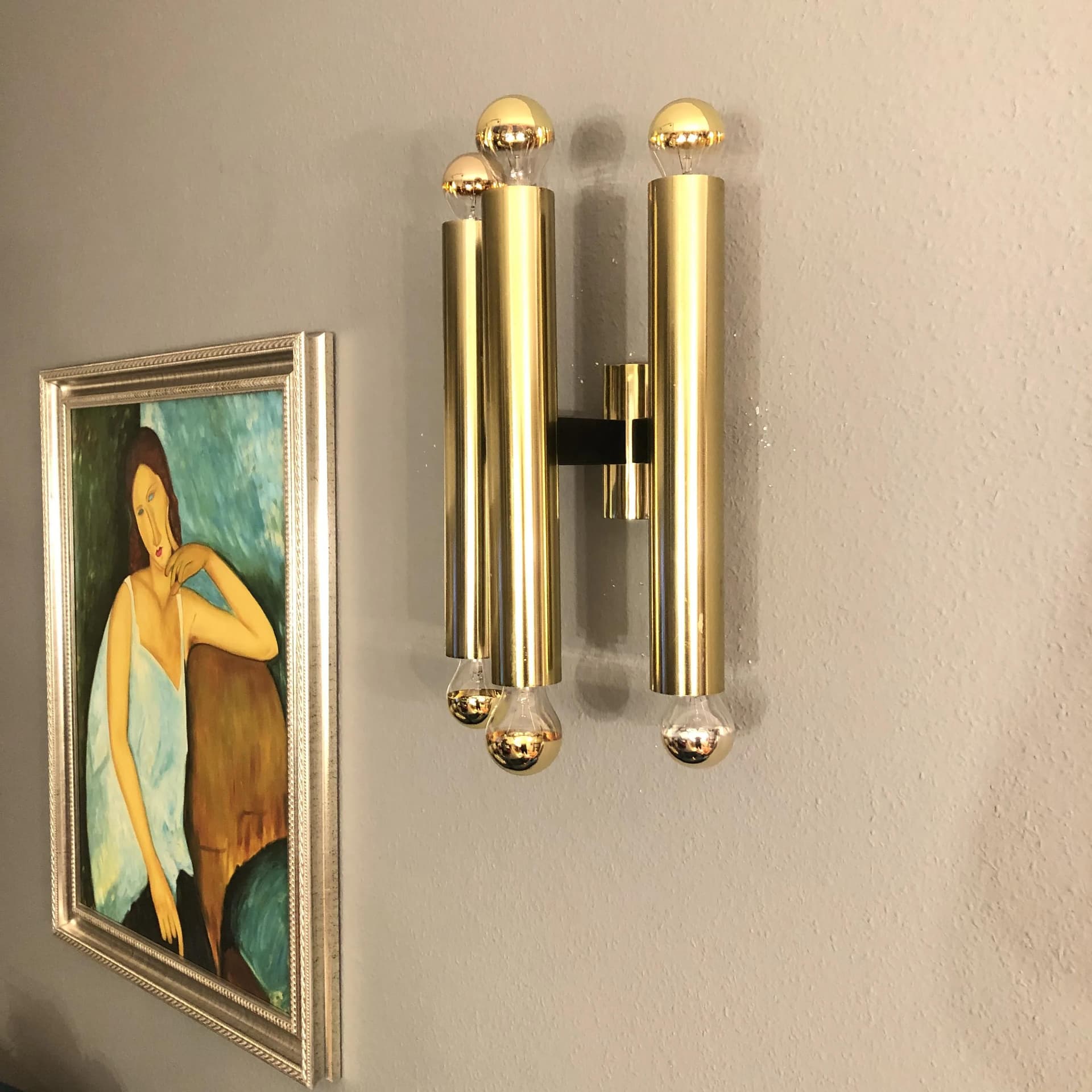 Kinkiet, złoto, stal, VEB Leuchtenbau Leipzig, Niemcy, lata 70. - 18005