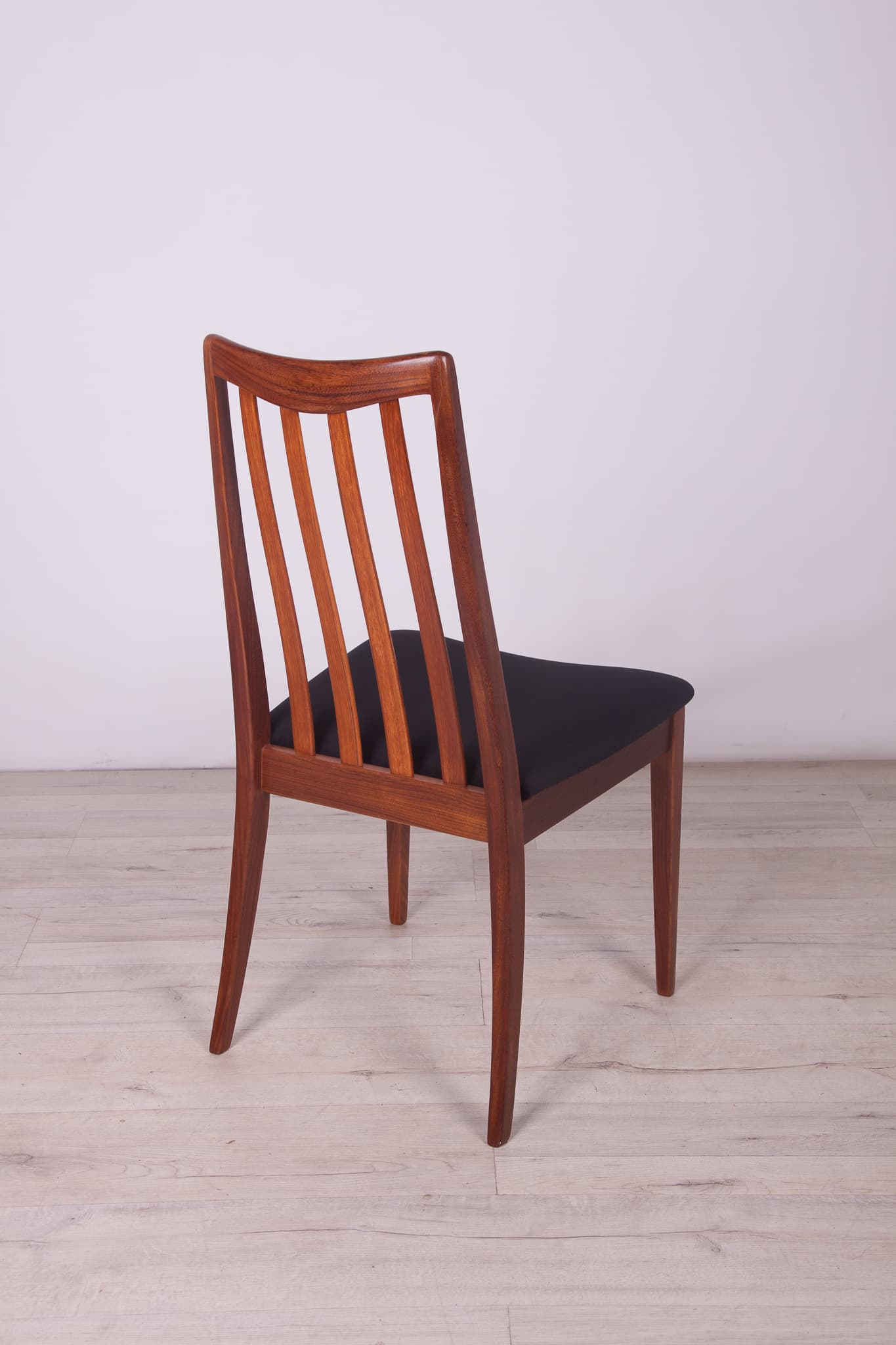 Set of four chairs, black velvet, teak, by L. Dandy, G-Plan, United Kingdom, 1960s. - 246773