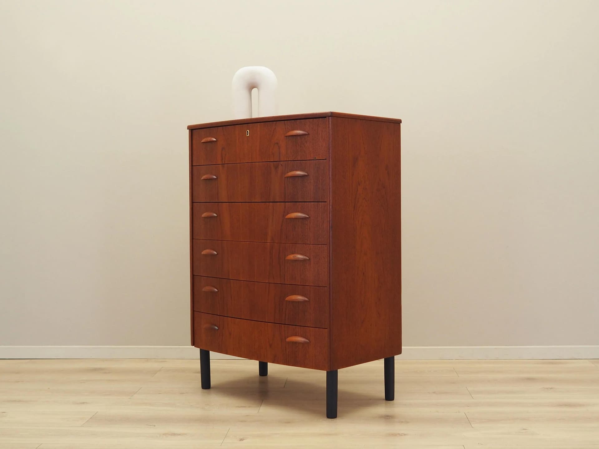 Komoda, mid-century modern, teak pomarańczowy, drewno czarne, Dania, lata 70. - 18120