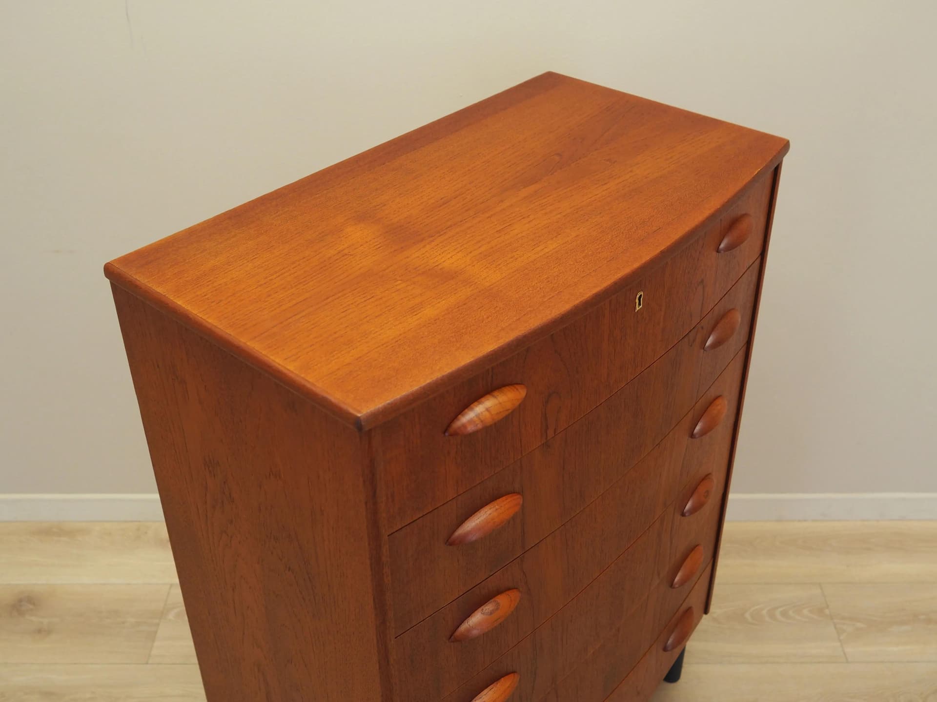 Komoda, mid-century modern, teak pomarańczowy, drewno czarne, Dania, lata 70. - 18123