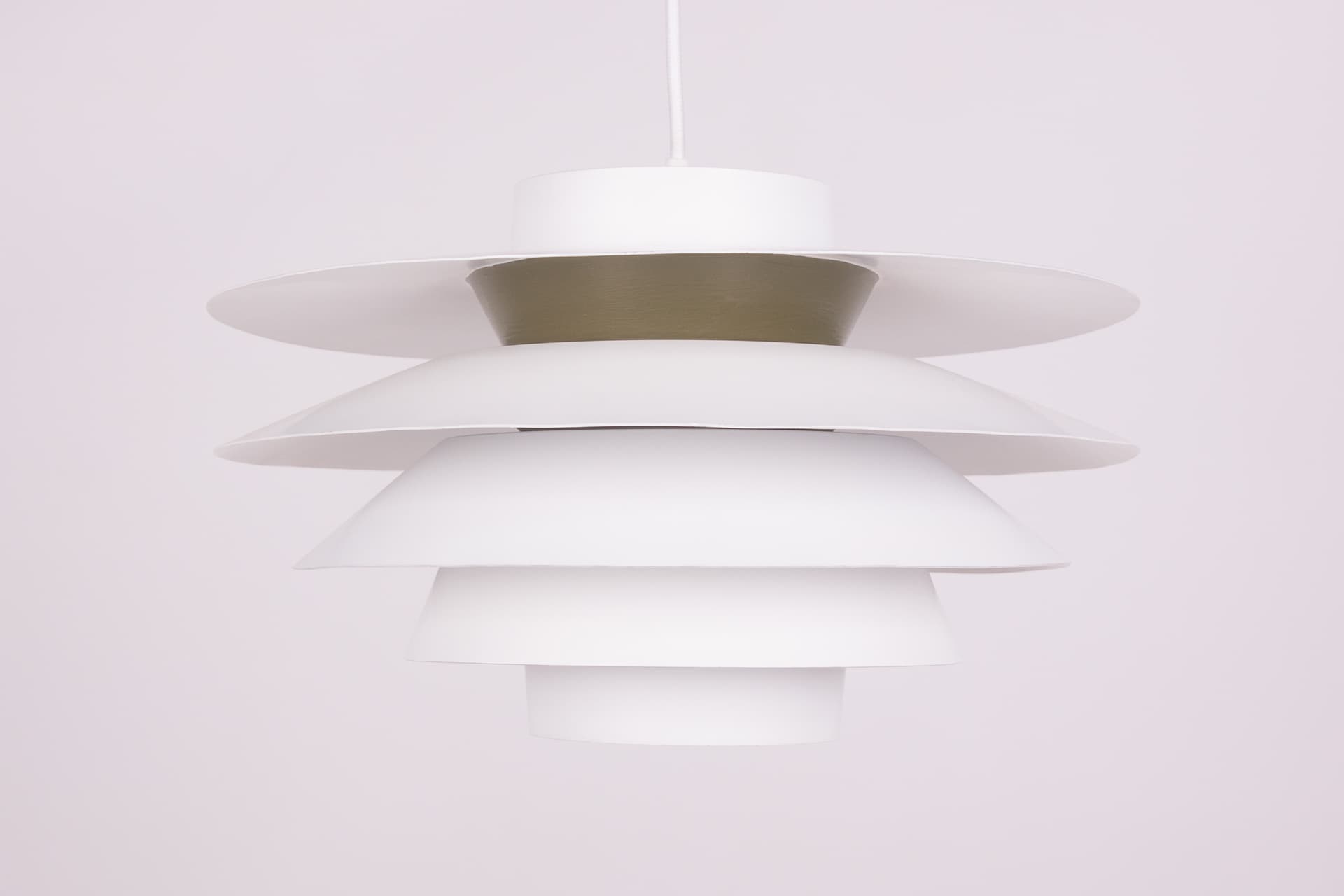 Lampa wisząca Verona, aluminium biały, proj. S. Middelboe, Fog & Mørup, Dania, lata 70. - 247074