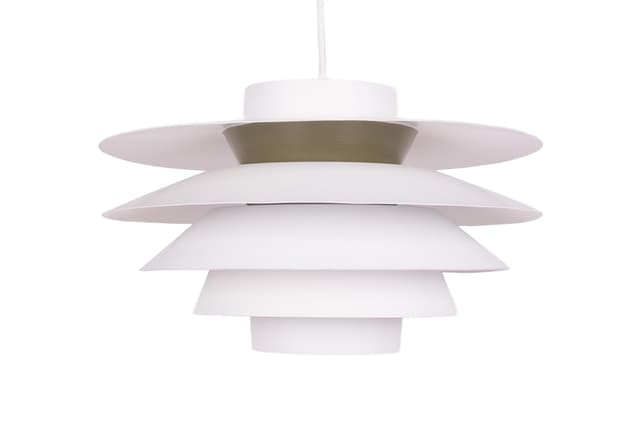 Lampa wisząca Verona, aluminium biały, proj. S. Middelboe, Fog & Mørup, Dania, lata 70. - WYMIARY