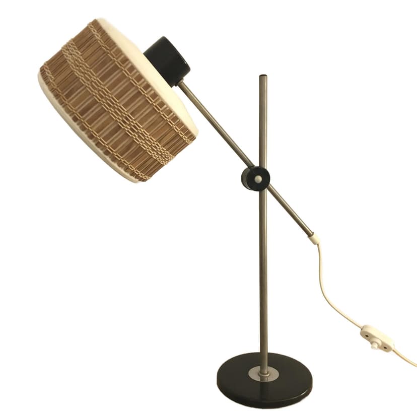 Lampka biurkowa, ivory white, chromowana stal, Niemcy, lata 70.