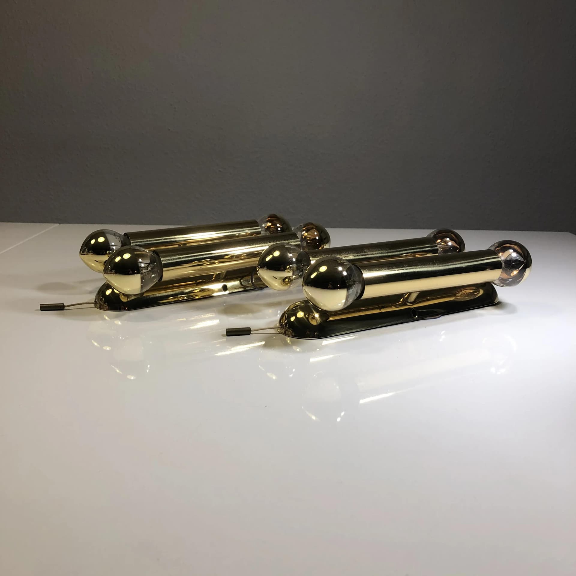 Para kinkietów, złoty, metal, V.L.S Leuchten, Niemcy, lata 80. - 18167