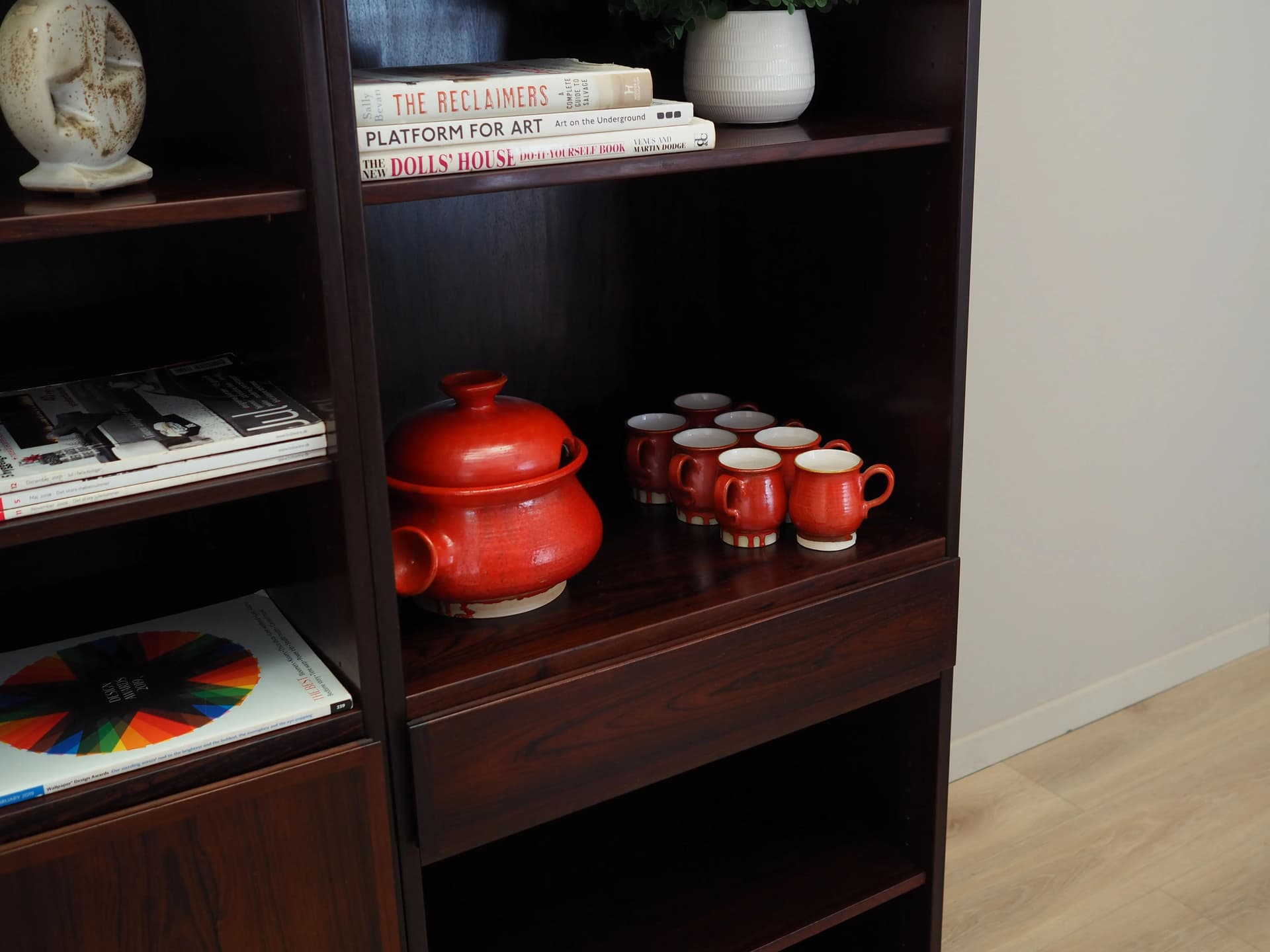Punch set, red ceramics, Denmark, 1960s - 18104