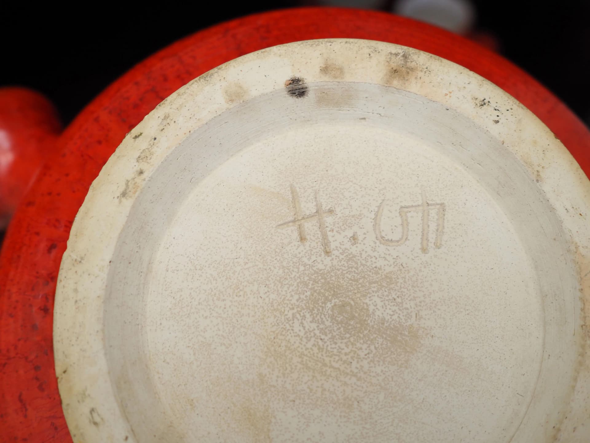 Punch set, red ceramics, Denmark, 1960s - 18108