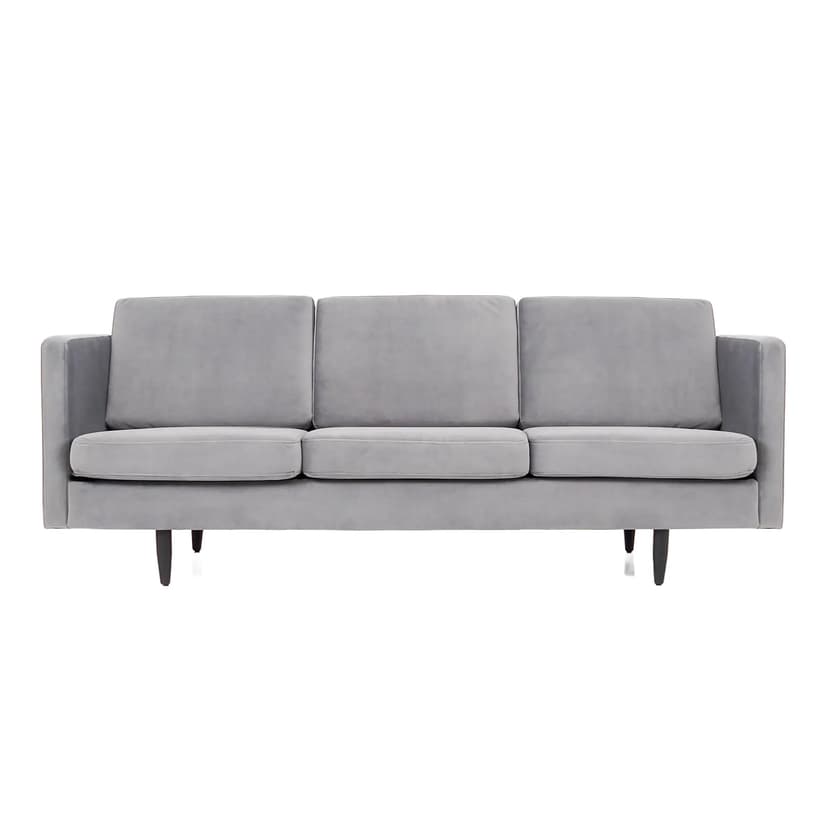 Sofa Alta, srebrny velvet, drewno, Polska, lata 90.
