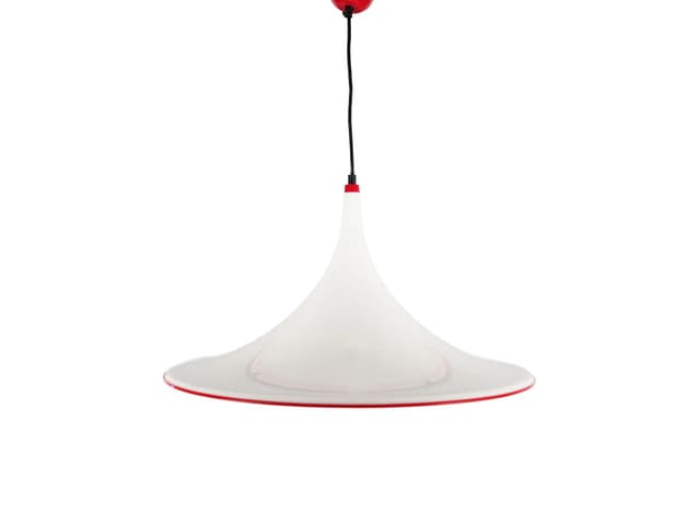 Lampa wisząca Space Age, plastik biały, Włochy, lata 70. - WYMIARY