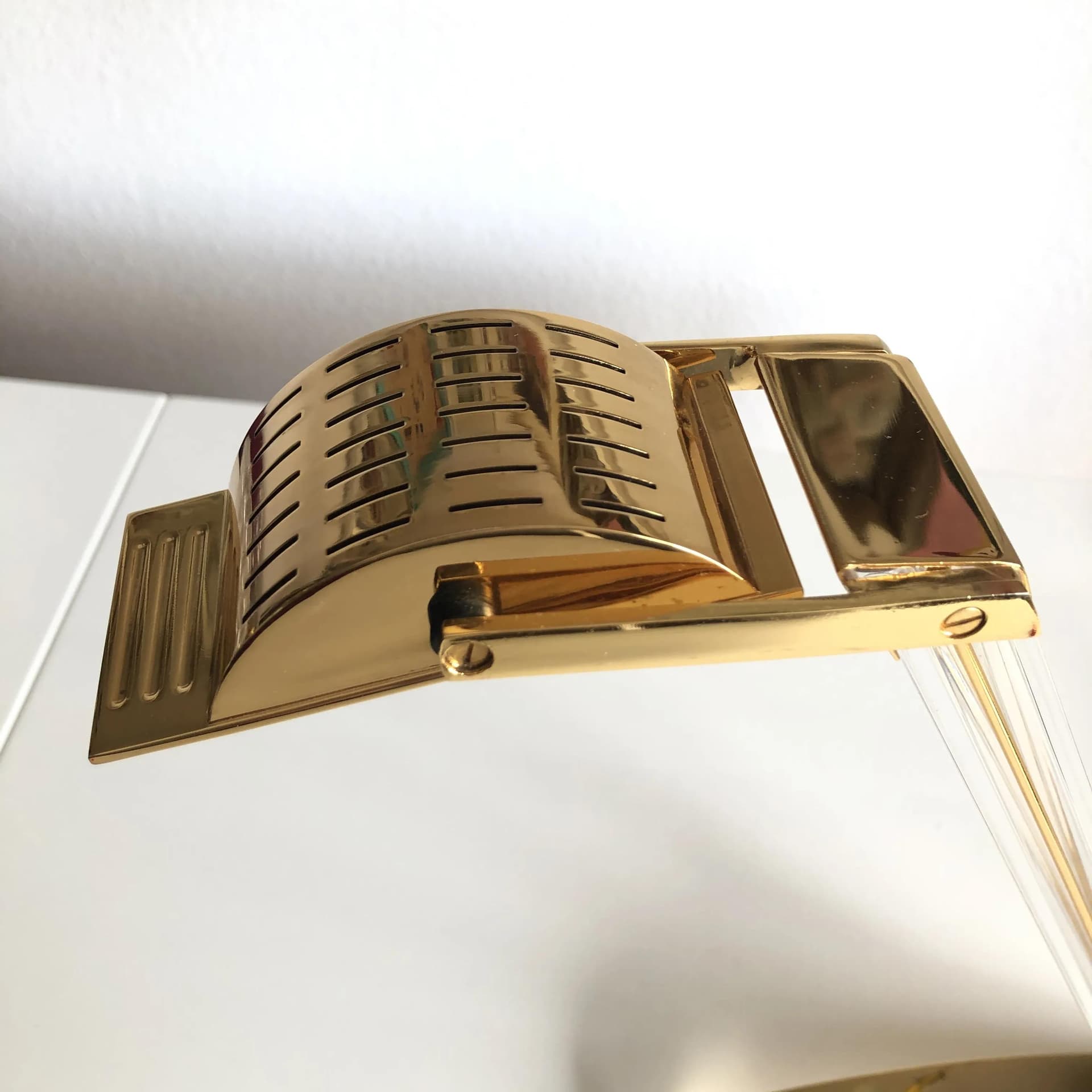 Lampa biurkowa, złoty, mosiądz akryl, Hiszpania, lata 80. - 18209