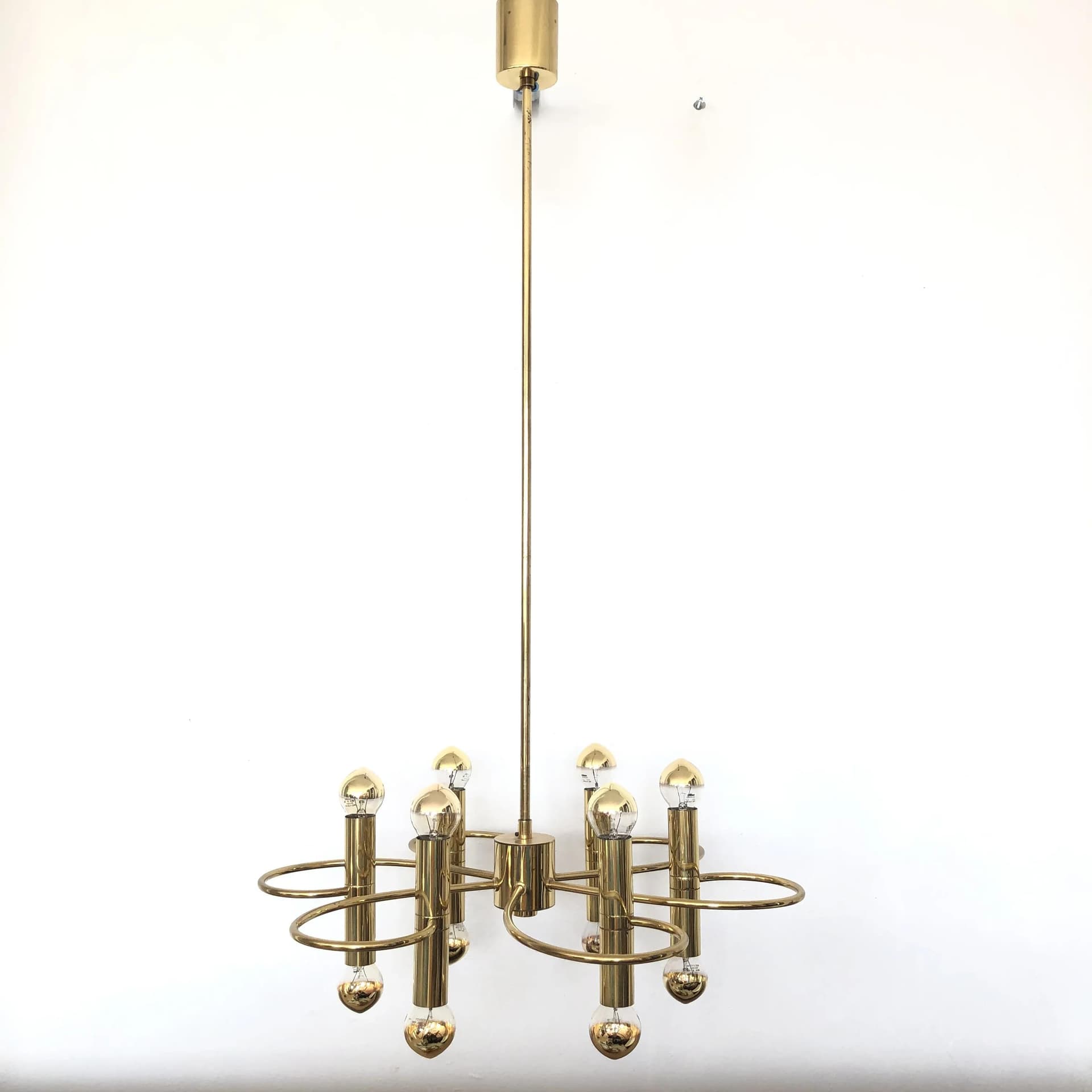 Chandelier, golden brass, Cosack Leuchten, Germany, 1970s - 18200