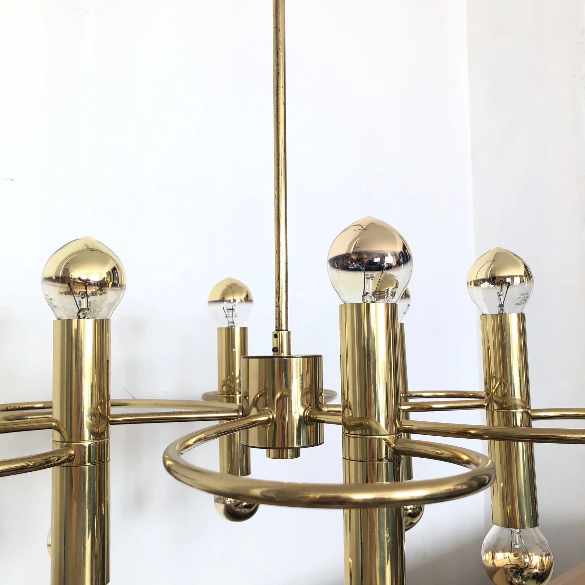 Chandelier, golden brass, Cosack Leuchten, Germany, 1970s - 18198