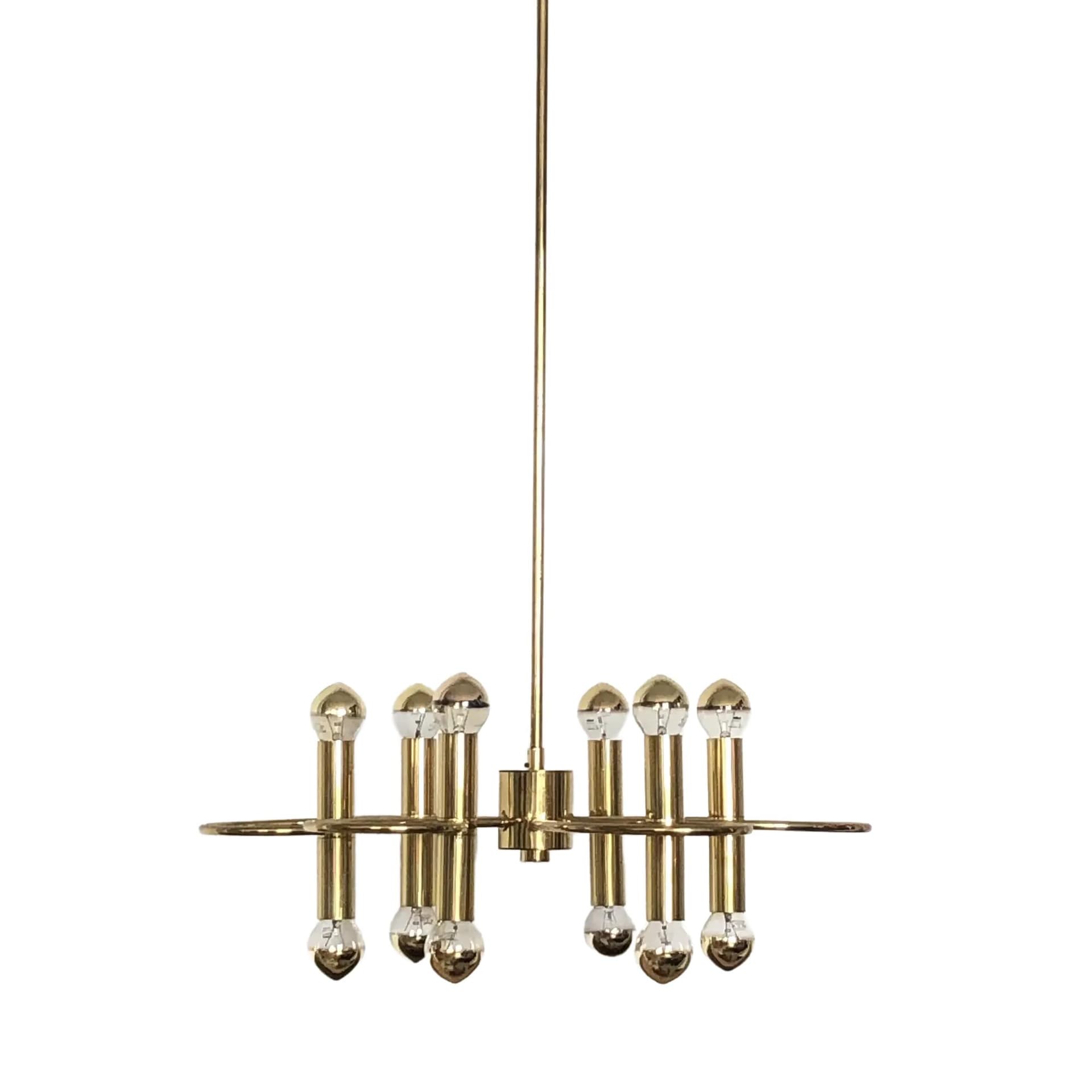 Chandelier, golden brass, Cosack Leuchten, Germany, 1970s