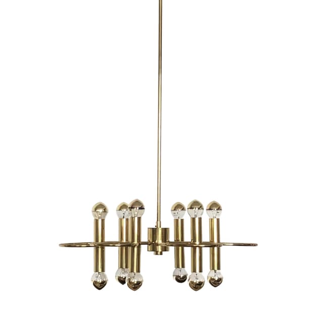 Chandelier, golden brass, Cosack Leuchten, Germany, 1970s - DIMENSION