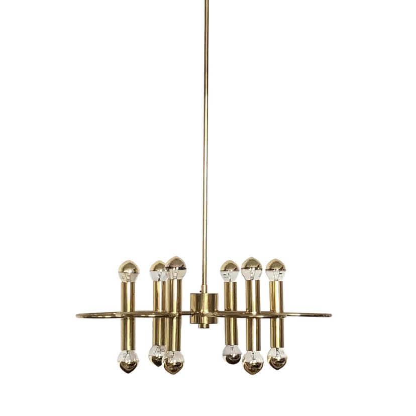 Chandelier, golden brass, Cosack Leuchten, Germany, 1970s