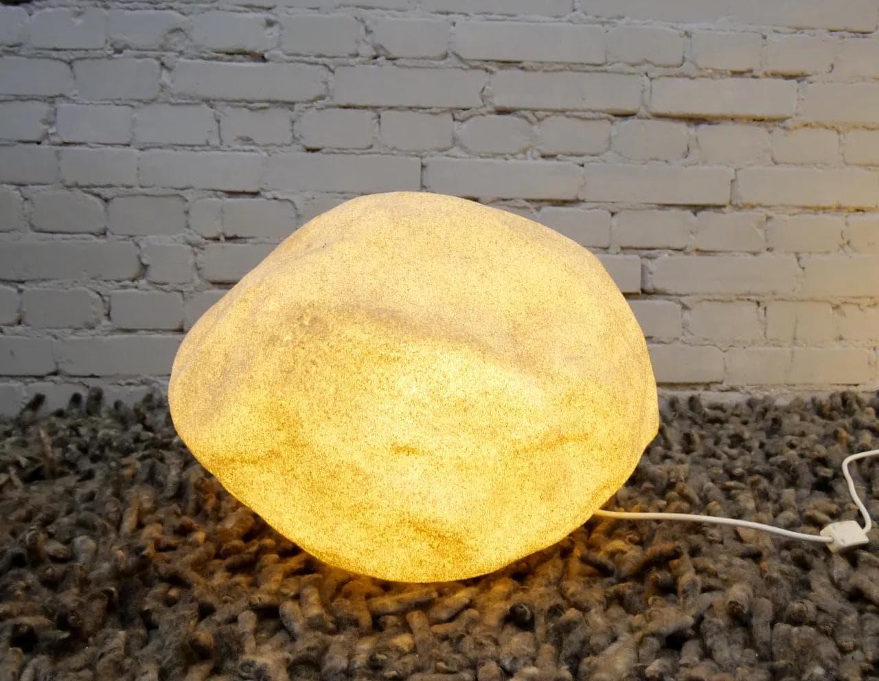 Floor Lamp Stone, beige, fiberglass, by A. Cazenave, Italy, 1970s. - 18536