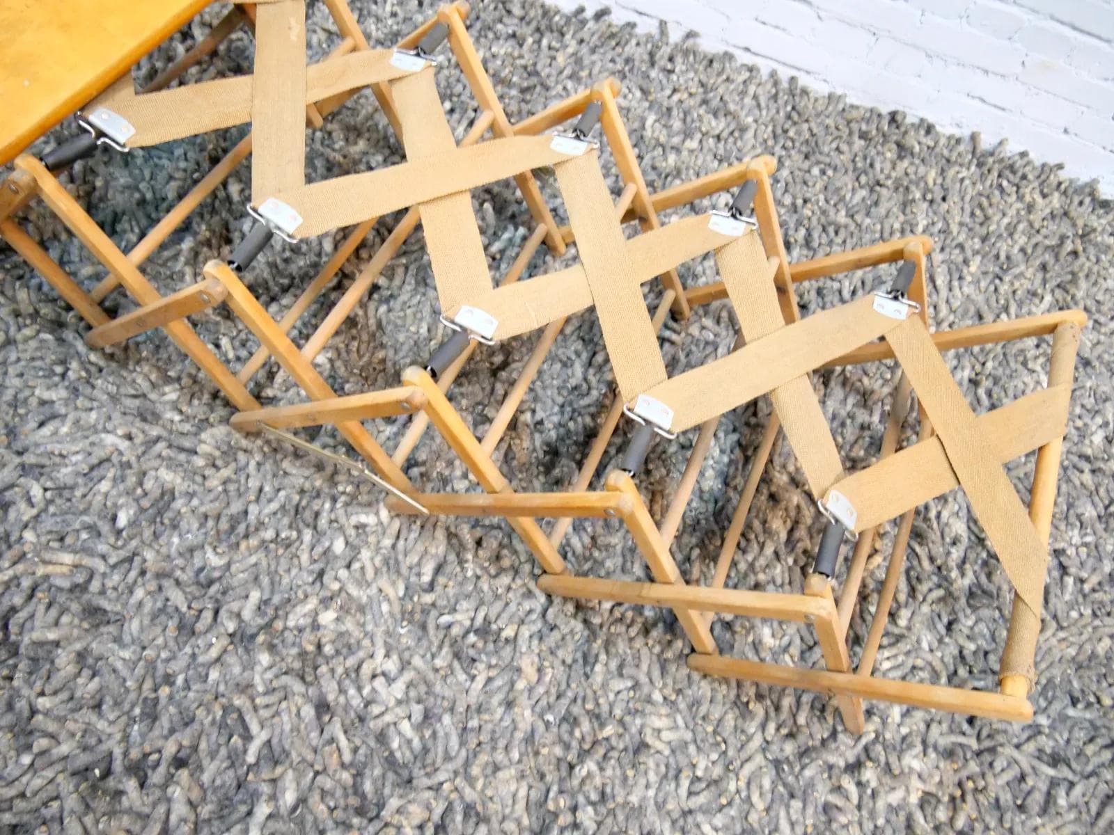 Camp bed Scisor, light brown wood, Germany, 1950s. - 18485