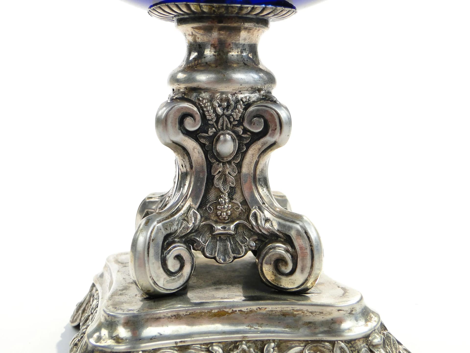 Biedermeier centerpiece, cobalt glass, silver, Austria, 19th c. - 18416