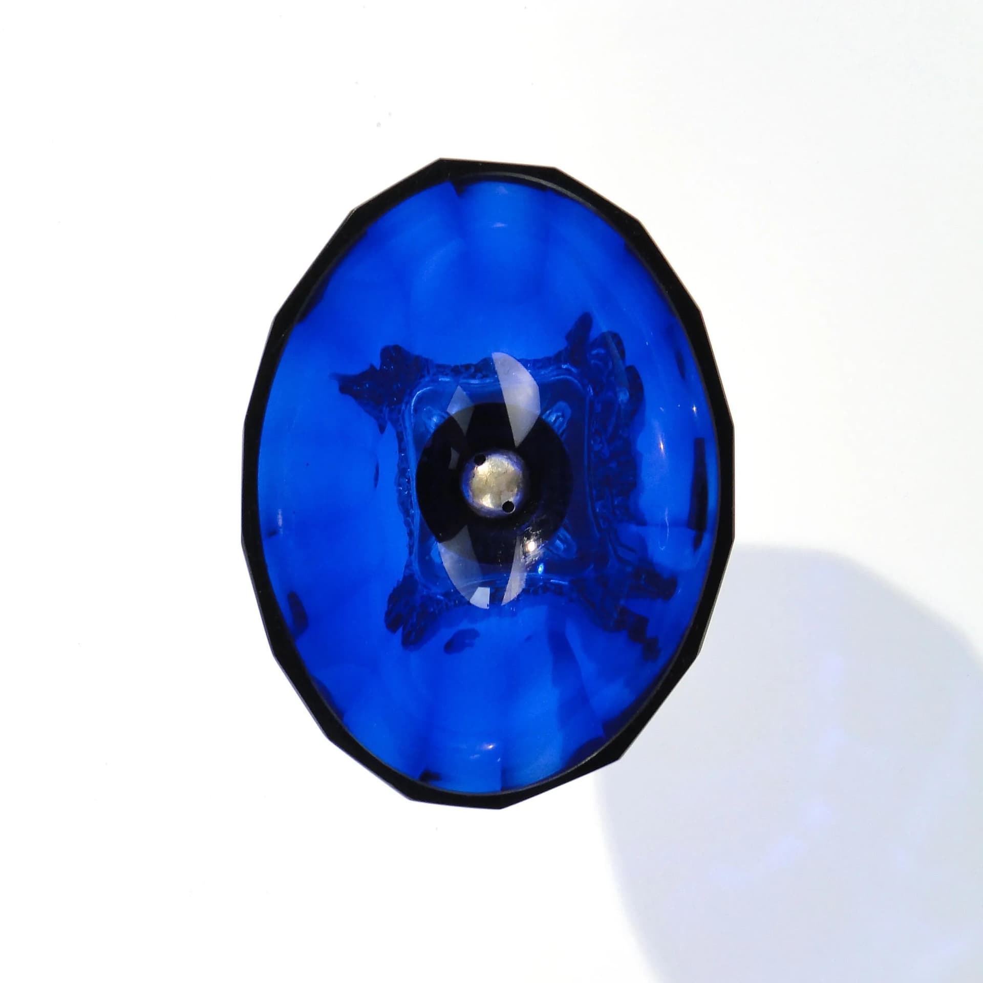 Biedermeier centerpiece, cobalt glass, silver, Austria, 19th c. - 18413