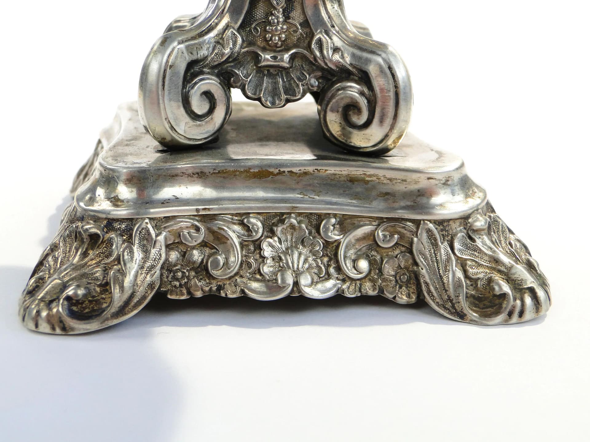 Biedermeier centerpiece, cobalt glass, silver, Austria, 19th c. - 18418