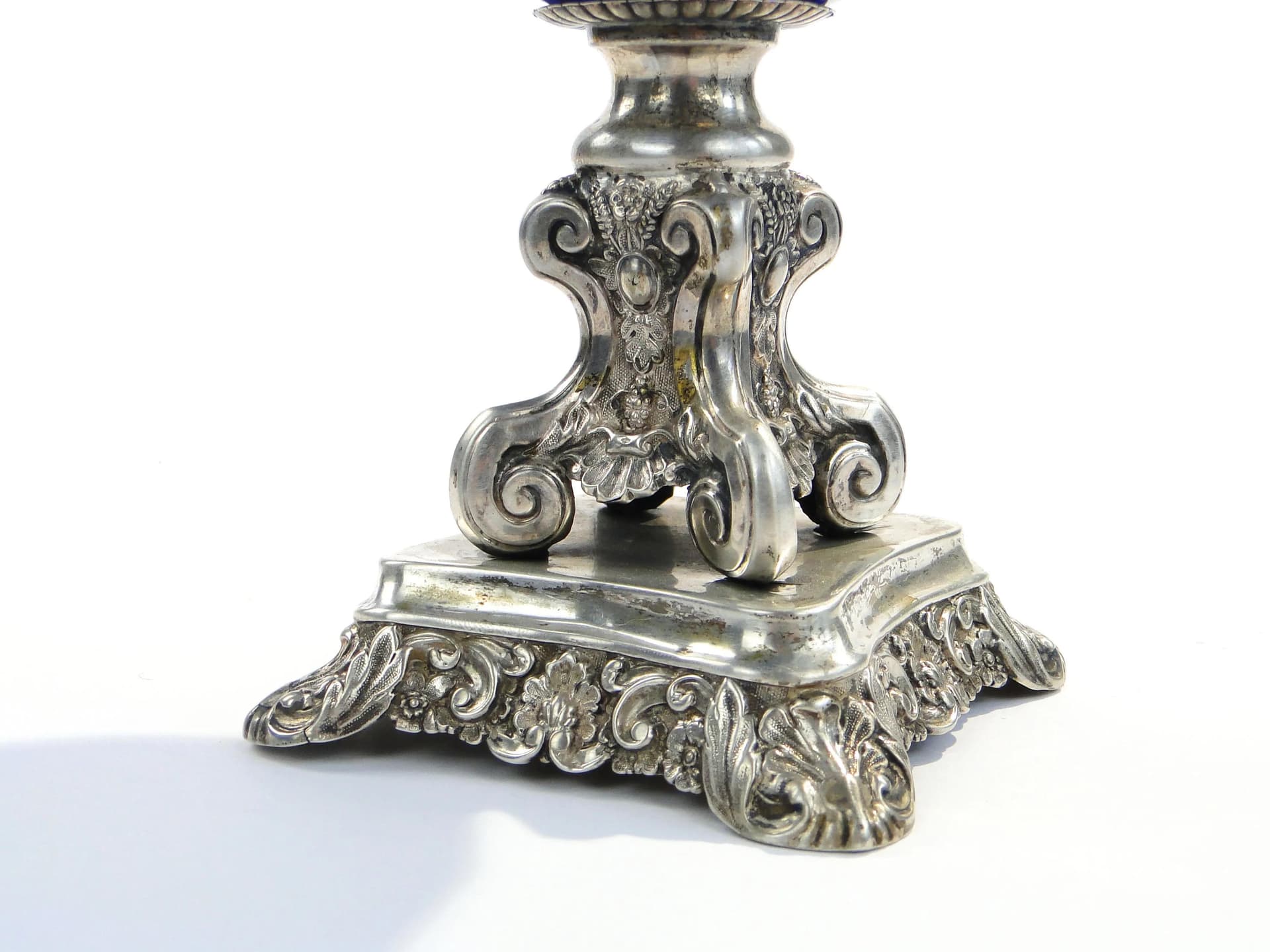 Biedermeier centerpiece, cobalt glass, silver, Austria, 19th c. - 18415