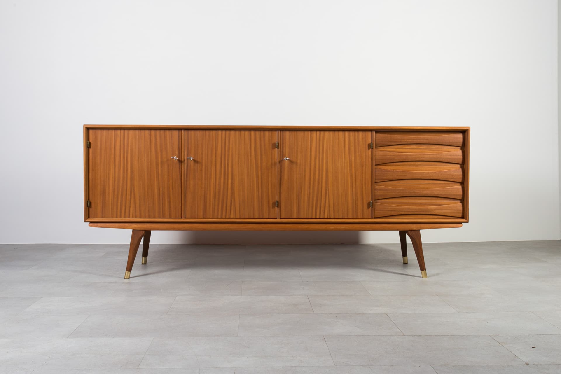 Komoda, teak brązowy, proj. S. Andersen, Norwegia, lata 60. - 1881