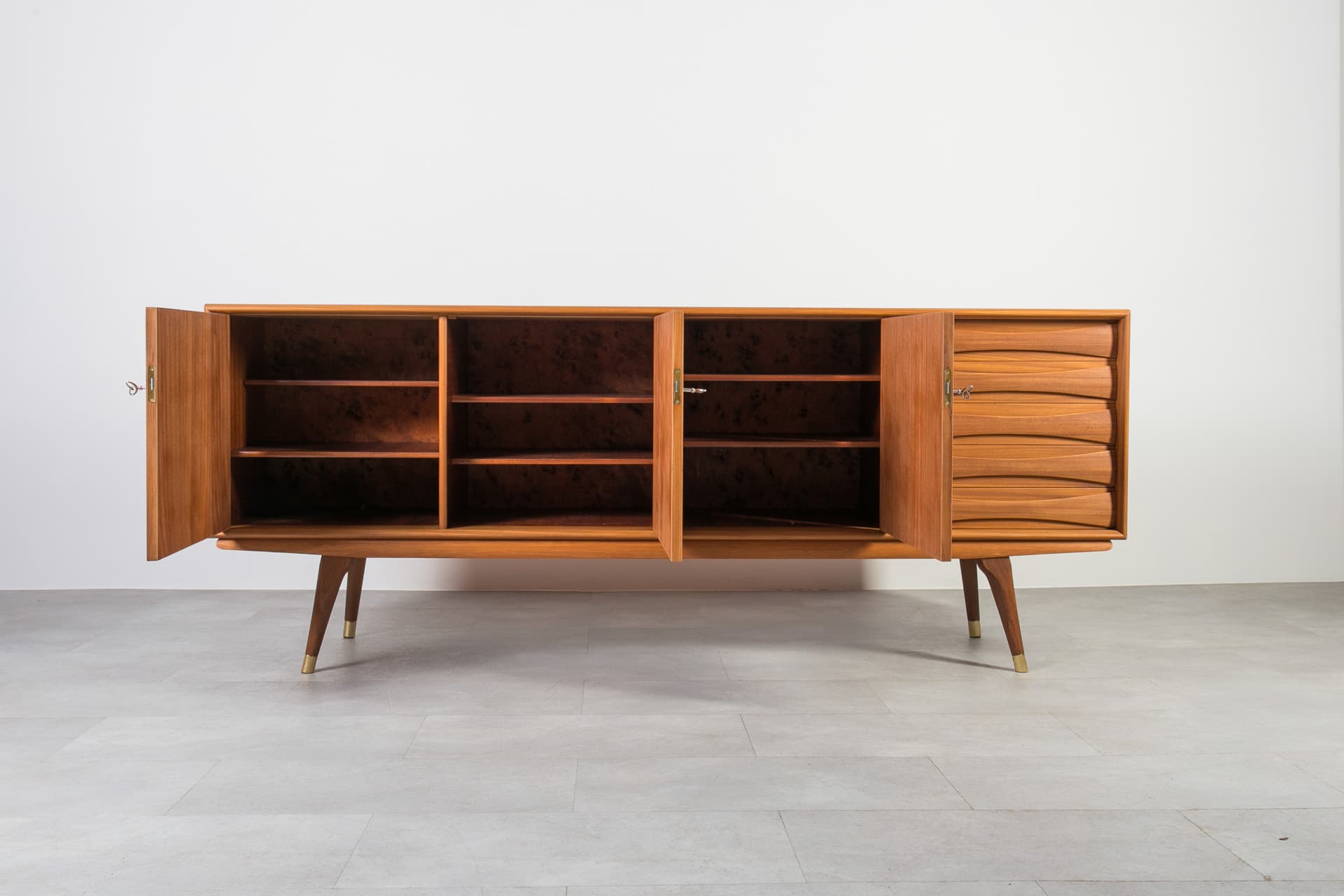 Komoda, teak brązowy, proj. S. Andersen, Norwegia, lata 60. - 1878