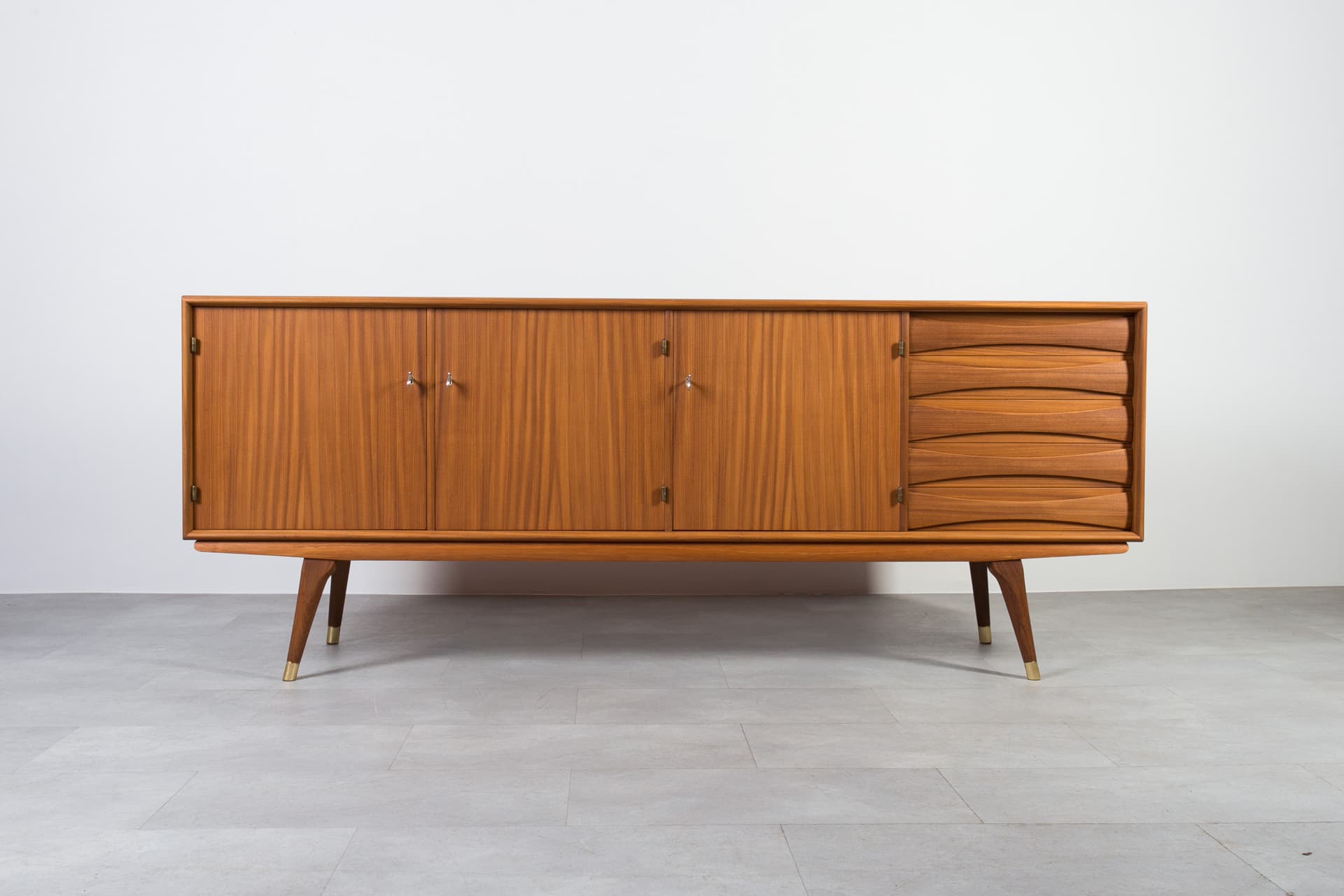 Komoda, teak brązowy, proj. S. Andersen, Norwegia, lata 60. - 1880