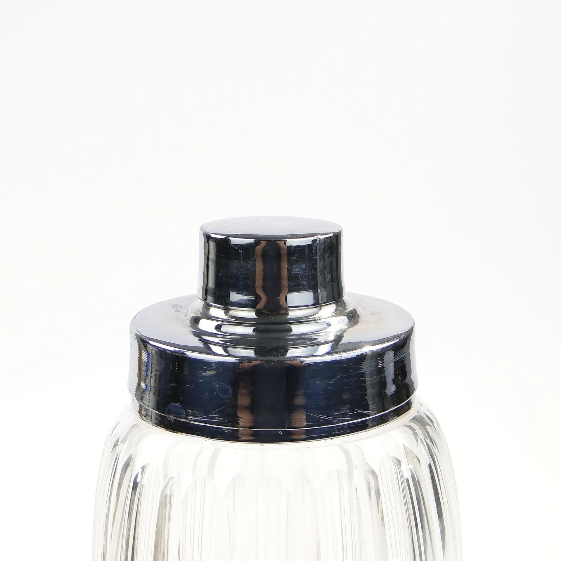 Shaker do drinków Art Deco, kryształ transparentny, mosiądz chromowany, WMF, Niemcy, lata 60. - 18384