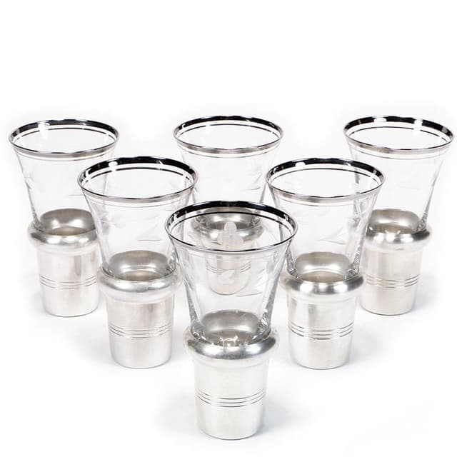 Set of liqueur glasses, transparent crystal, 1950s - DIMENSION