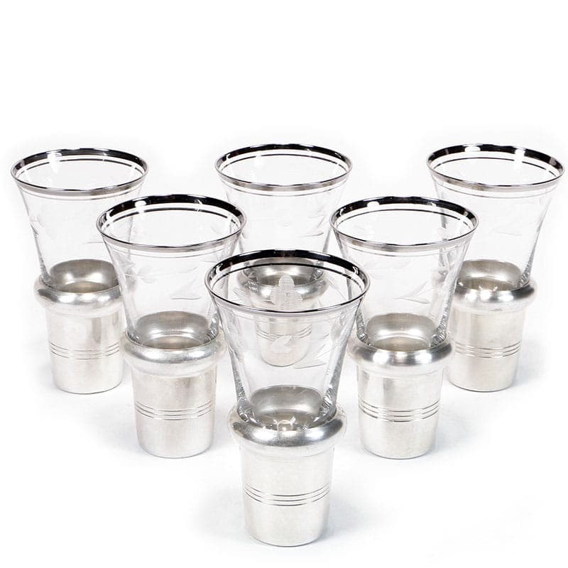 Komplet kieliszków do likieru, kryształ transparentny, lata 50.