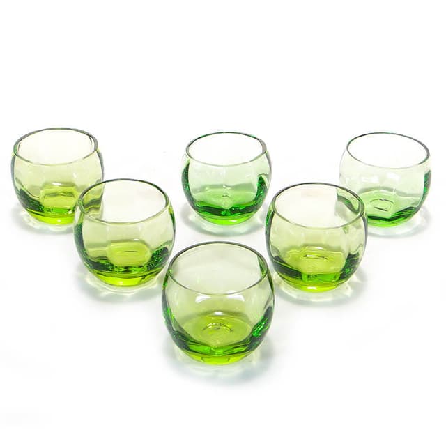 Komplet kieliszków, kryształ zielony, Niemcy, lata 60. - WYMIARY